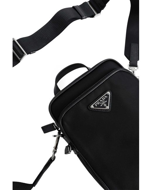 Prada Black Re-Nylon And Saffiano Leather Shoulder Bag for men