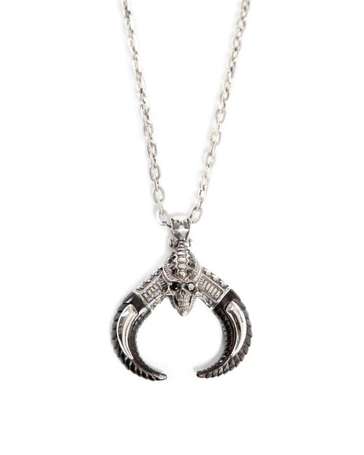 KD2024 White Skull Alien Horn Necklace for men