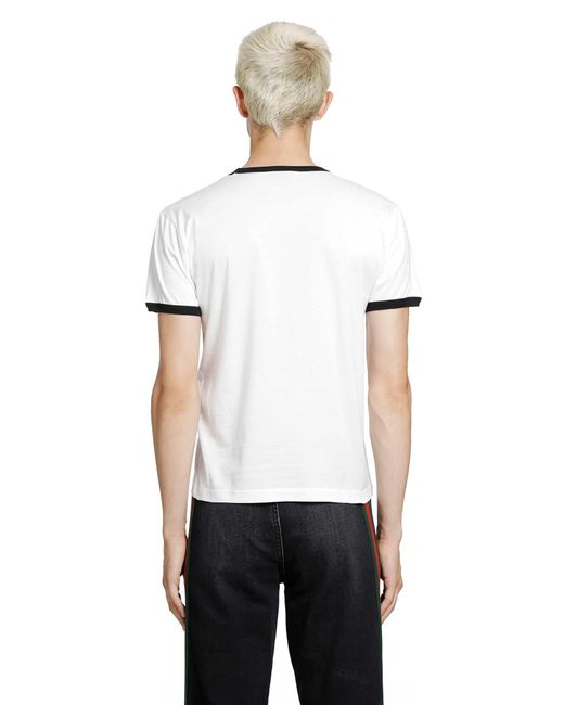 Gucci White Web And Crest T-Shirt for men
