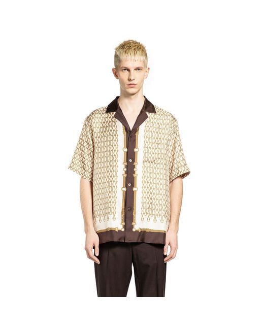 Gucci Natural Equestrian Silk Twill Bowling Shirt for men