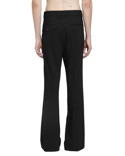 Ann Demeulemeester Black Stefan Chalk Stripe Flared Trousers for men