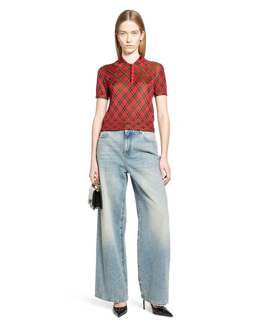 McQueen Red Microcheck Polo Jersey