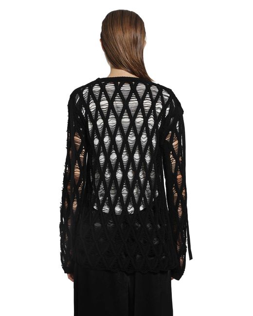 Ann Demeulemeester Black Izabel Diamond Stitch Sweater