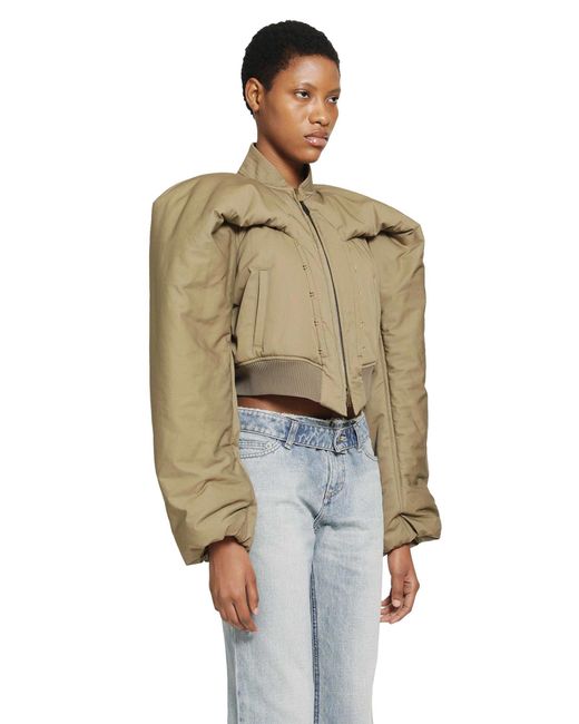 McQueen Natural Cropped Bomber Jacket