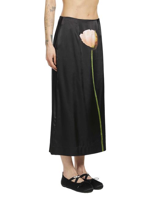 Simone Rocha Black Poppy Motif Pencil Skirt