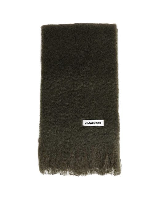 Jil Sander Green Plain Scarf