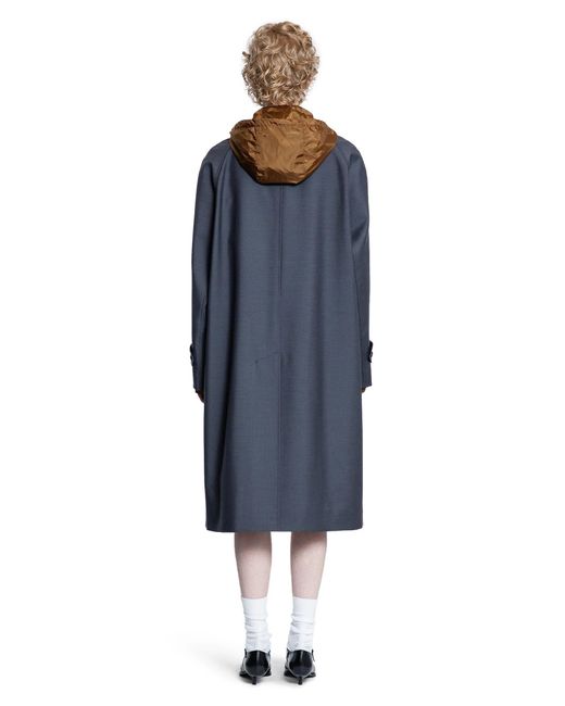 Miu Miu Blue Single-Breasted Kid Mohair And Technical Pongé Coat