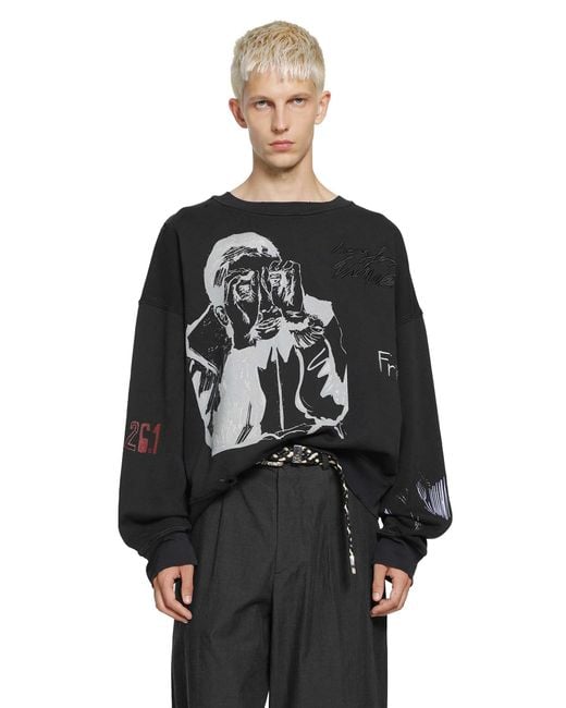 Song For The Mute Black 'Peaking Kid' Relaxed Sweatshirt for men