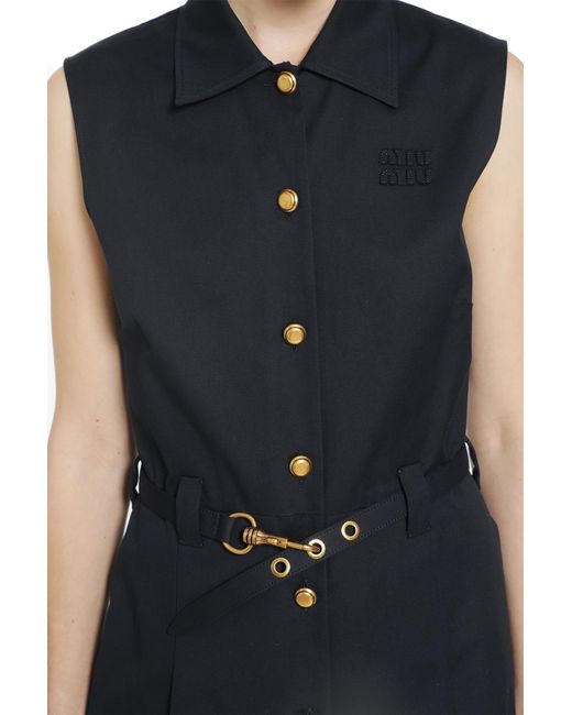 Miu Miu Blue Cotton Gabardine Shirt Mini Dress