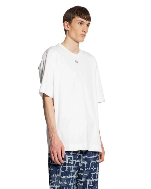 Fendi White Cotton T-Shirt for men
