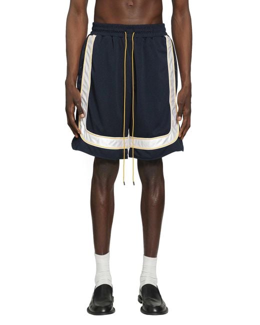 Rhude Blue Baggy Track Shorts for men