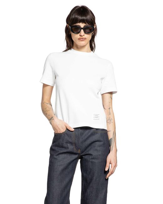 Thom Browne White Classic Piqué 4-Bar Tee