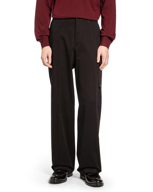 Fendi Black Cotton Gabardine Cargo Trousers for men