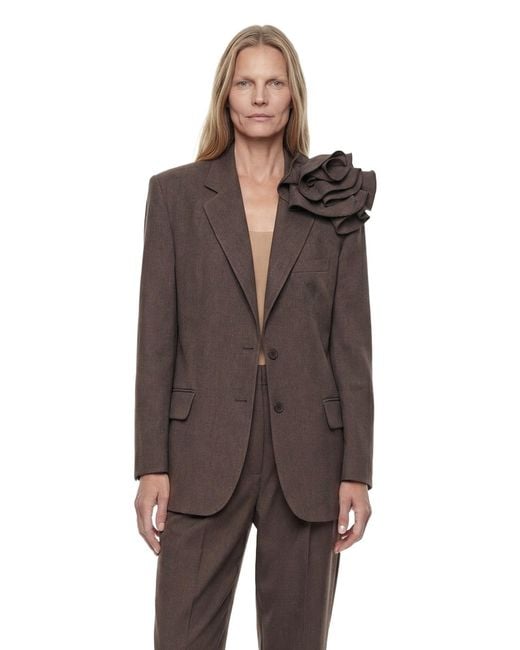 Magda Butrym Brown Linen Flower Blazer