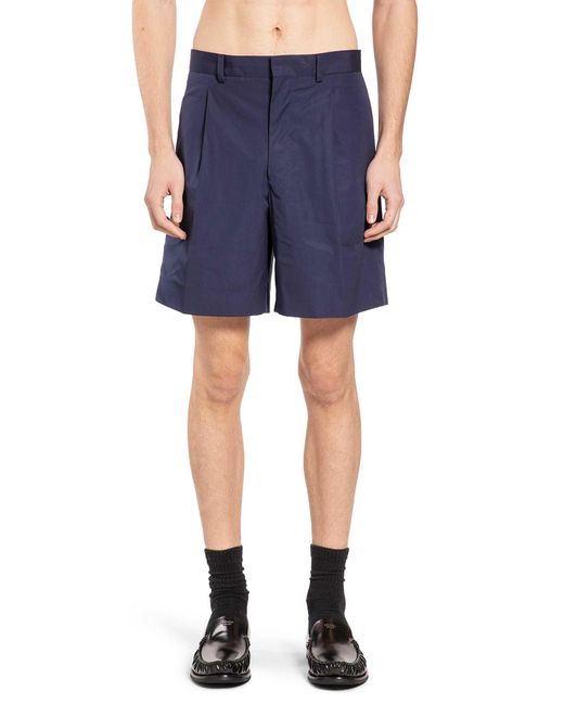 Prada Blue Cotton Bermudas for men