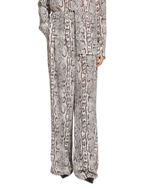 Balenciaga Gray Python Print Silk Pyjama Pants