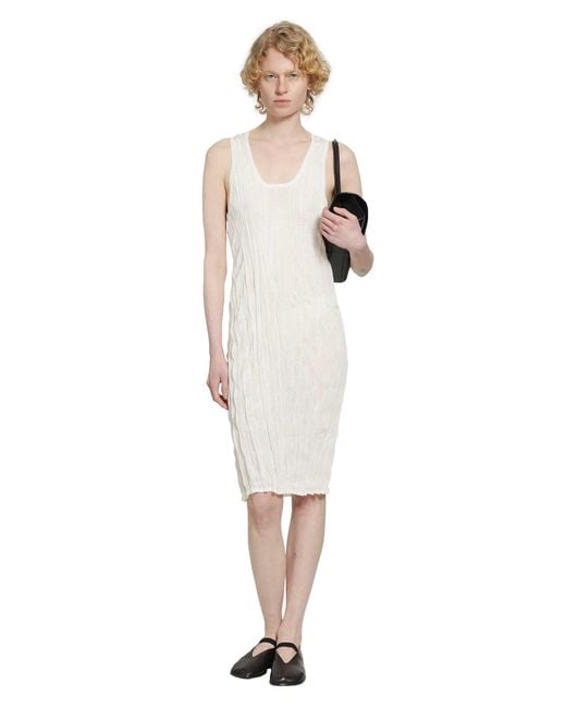 Totême White Crinkled Knit Tank Dress
