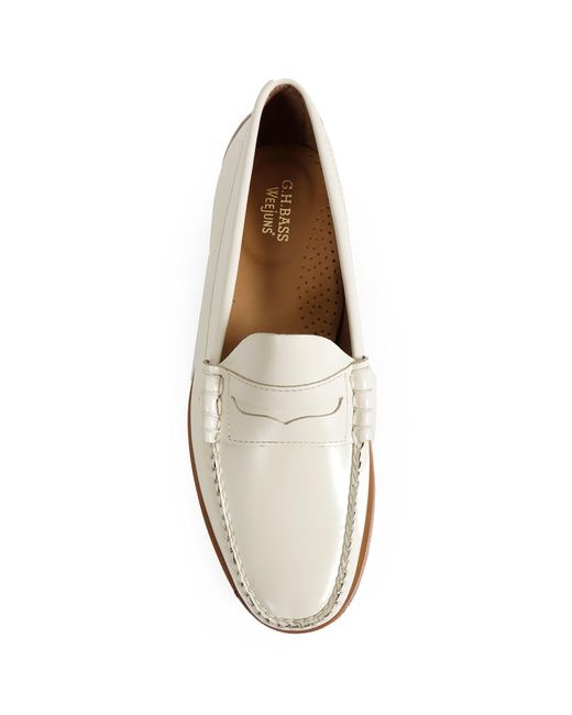 G.H.BASS White Weejuns Larson Leather Penny Loafers for men