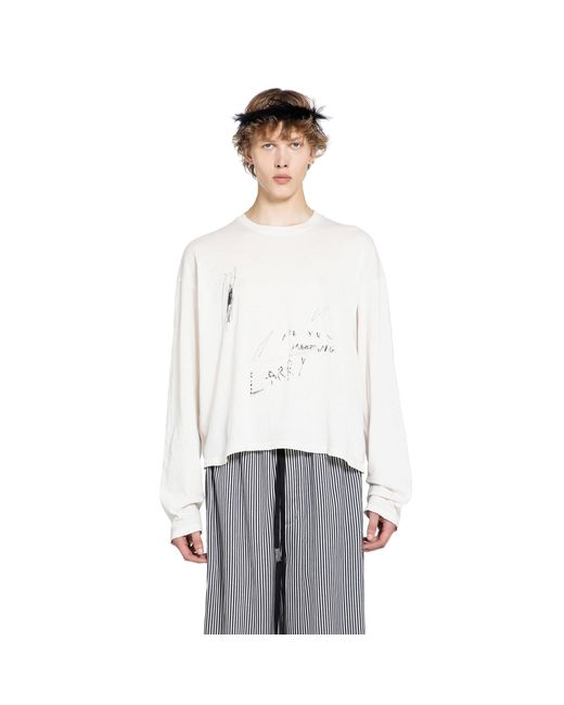 Ann Demeulemeester White 'Are You Dreaming' Long Sleeve T-Shirt for men