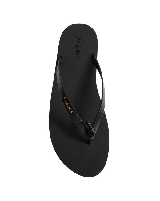 Saint Laurent Black Leather Pool Flip-Flops for men