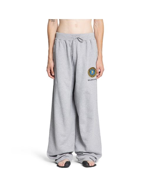 Balenciaga Gray Uniform Patch Oversized Sweatpants for men