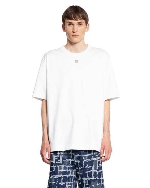 Fendi White Cotton T-Shirt for men
