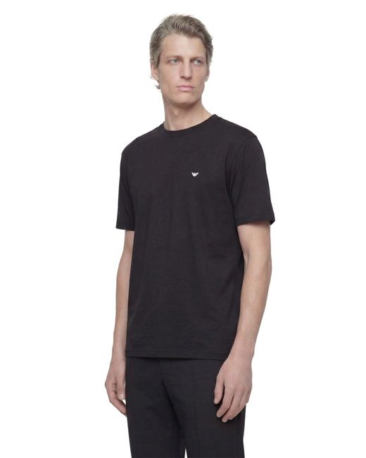 Emporio Armani Black Eagle Embroidery T-Shirt for men