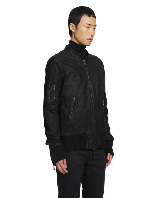 Giorgio Brato Black Nubuck Lambskin Bomber for men