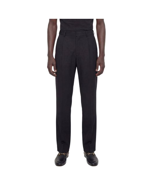 Gucci Black Wool Silk Twill Pants for men