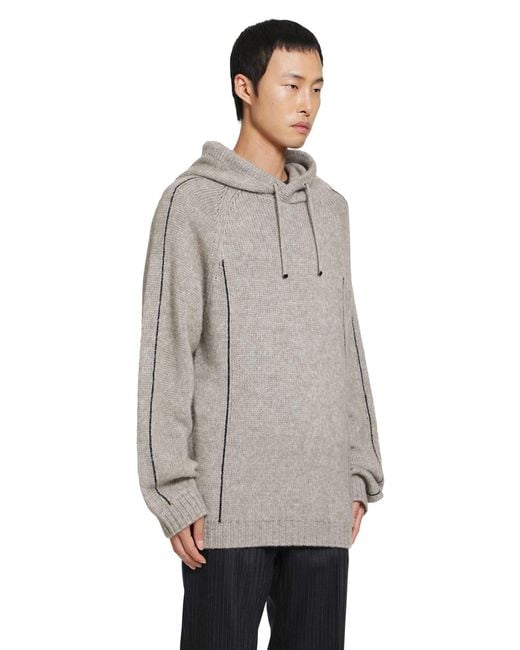 Giorgio Armani Gray Alpaca Wool Knit Hoodie for men