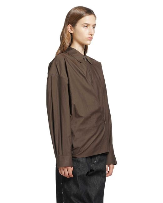 Lemaire Brown Straight Collar Twisted Shirt