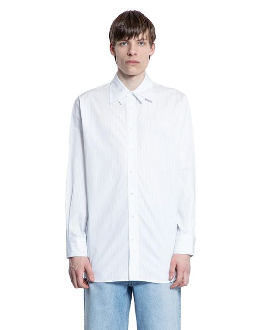 RECTO. White Double Collar Stripe Shirt for men