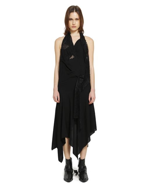 Junya Watanabe Black Asymmetric Lace Slip Dress