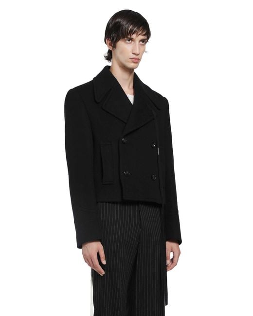 Ann Demeulemeester Black Dalmar Double-Breasted Short Caban for men