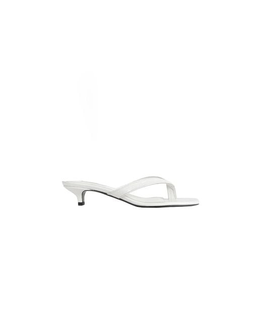 Totême White Croco-Embossed Heeled Flip Flops