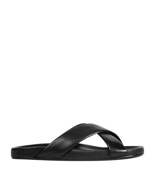 Saint Laurent Black Smooth Leather Nichols Slides for men