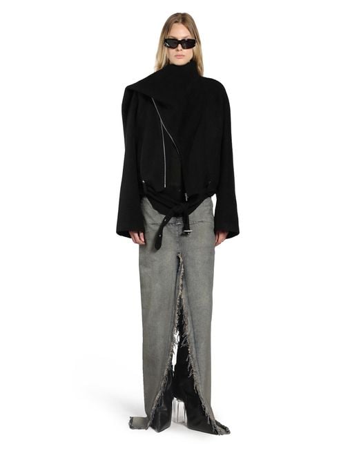 Rick Owens Black Concordia Cropped Scarf Flight Jacket Clothing