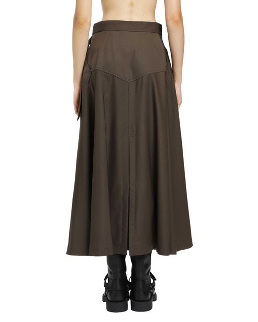 Burberry Brown Wool Twill Midi Skirt