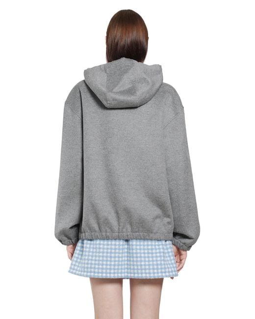 Miu Miu Gray Cashmere Wool Zip-Up Hoodie