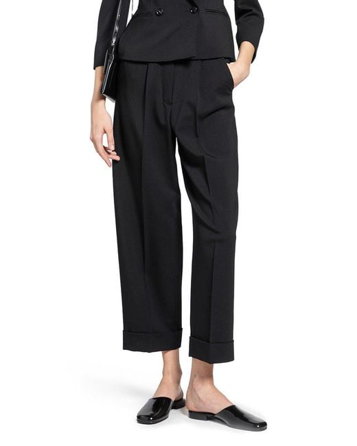 Max Mara Black Cropped Wool Tailored Trousers