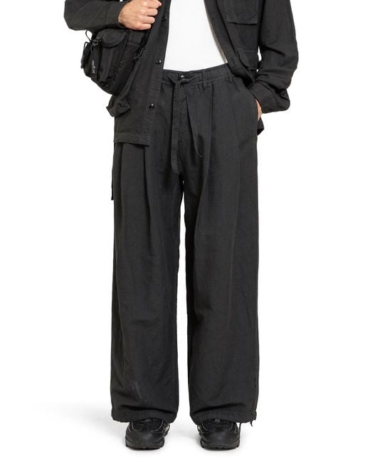 Maharishi Black Hemp Pleated Track Pants for men