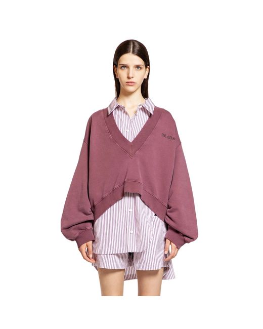 The Attico Purple V-Neck Logo Sweatshirt