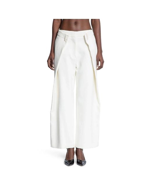 ROKH White Pleated Wide Trousers