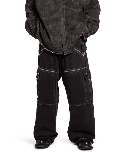Balenciaga Black D-Ring Cargo Pants for men
