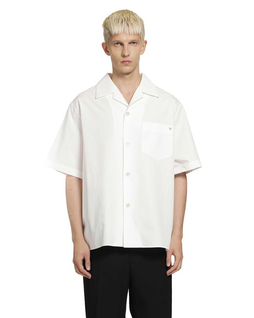 Valentino White Vlogo Cotton Shirt for men