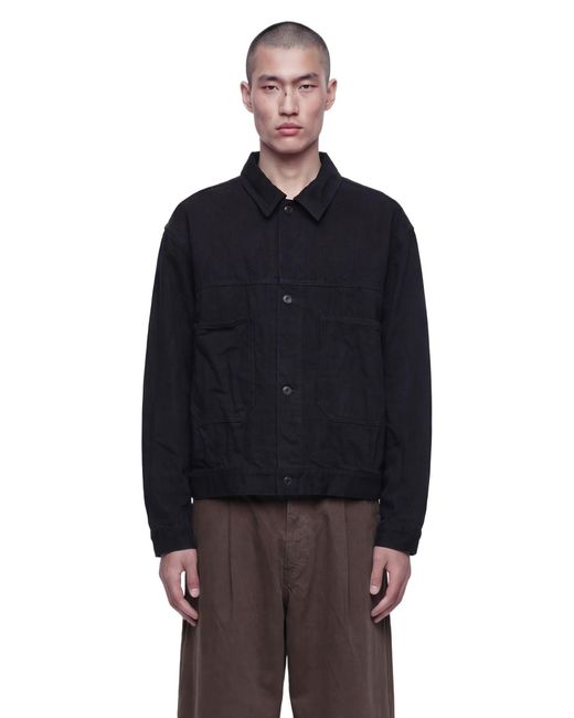 Studio Nicholson Black Japanese Crinkle Denim Jacket for men