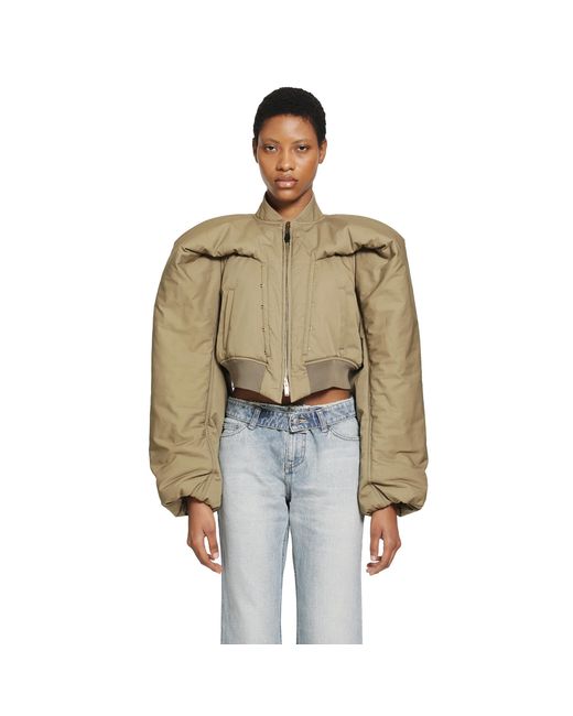 McQueen Natural Cropped Bomber Jacket