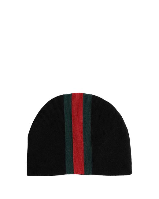 Gucci Black Web Wool Hat for men