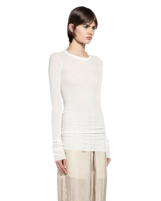 Rick Owens White Temple Rib Long Sleeve T-Shirt