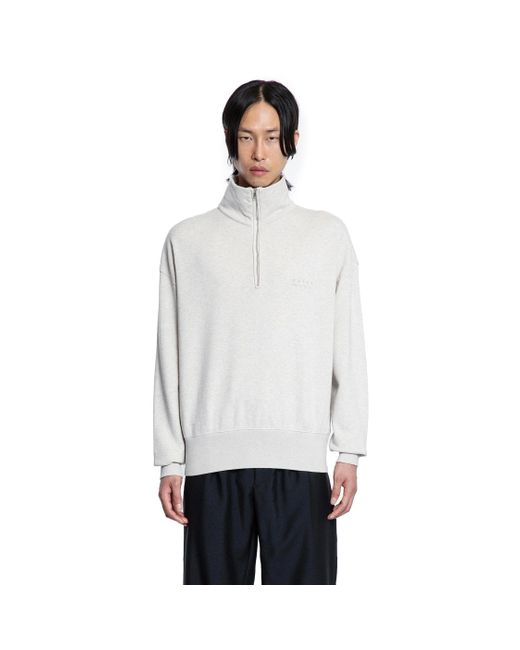 Prada Gray Soft Cotton Quarter-Zip Sweatshirt for men
